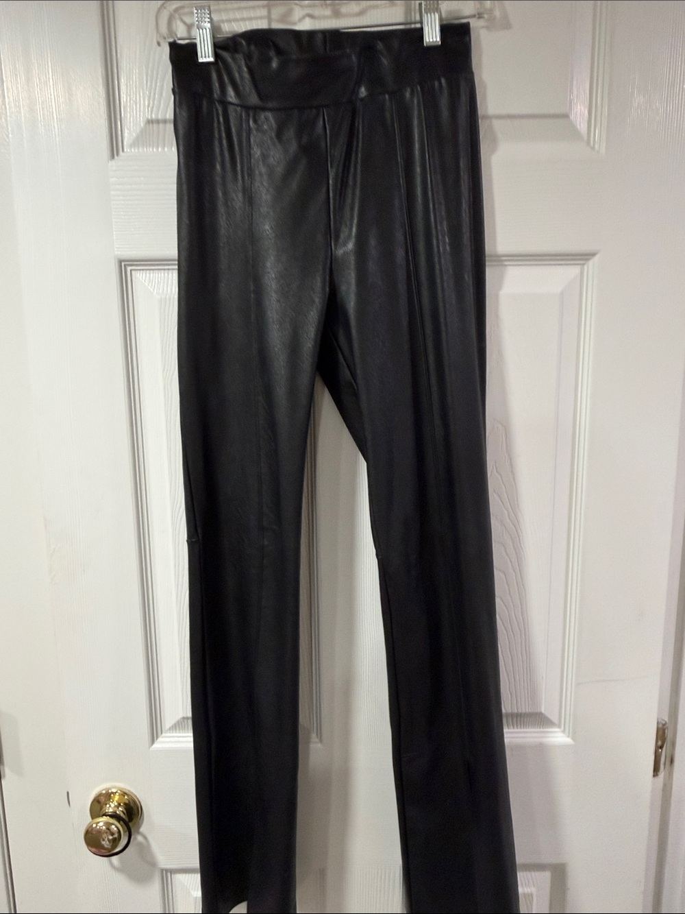 Commando Black Faux Leather Straight-Leg Pants
